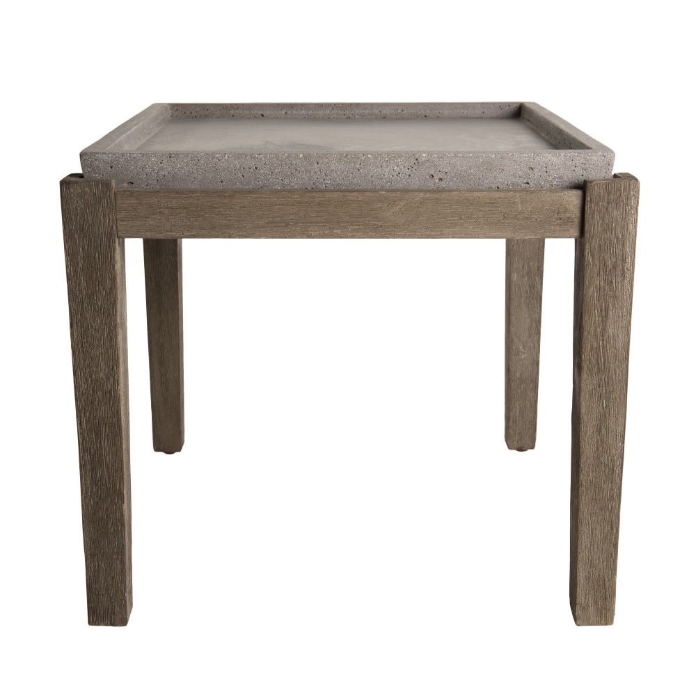 Mesa auxiliar de jardín cuadrada de cemento y acacia de 53 cm - Maisons du Monde