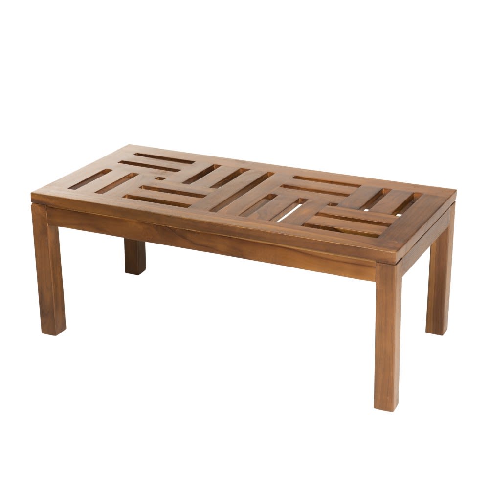 Mesa de centro de jardín de madera de teca aceitada de 100 cm