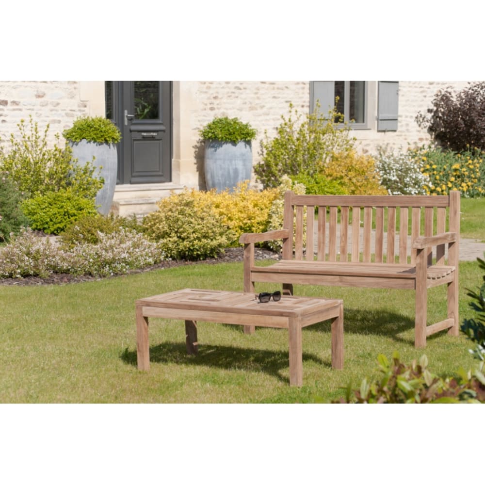 Mesa de centro de jardín de madera de teca de 100x50 cm - Maisons du Monde