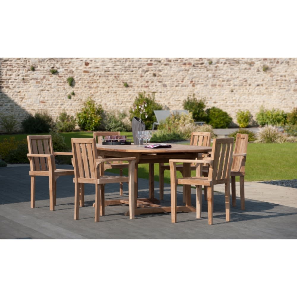 Ensemble de 2 fauteuils de jardin empilables en teck - Maisons du Monde