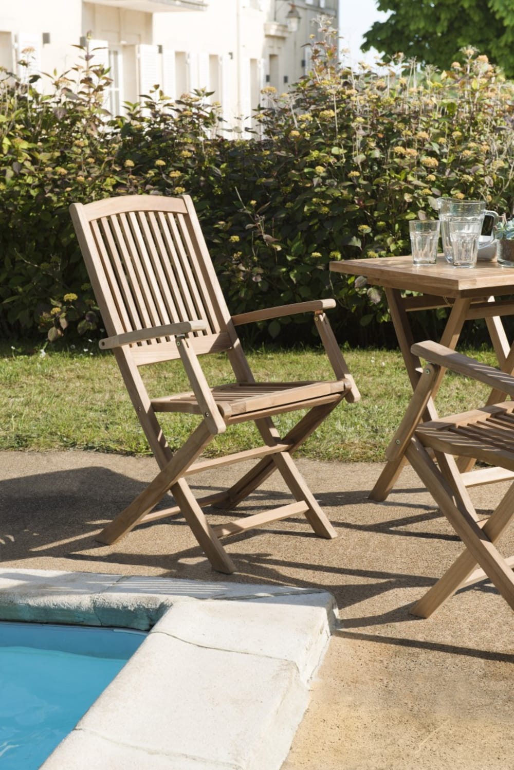 Conjunto de 2 sillones de jardín de madera de teca