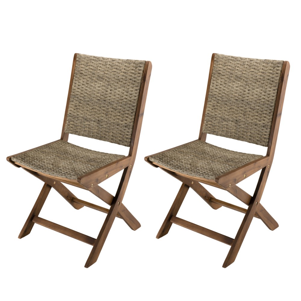 Conjunto de 2 sillas jardín de acacia y ratán sintético - Maisons du Monde