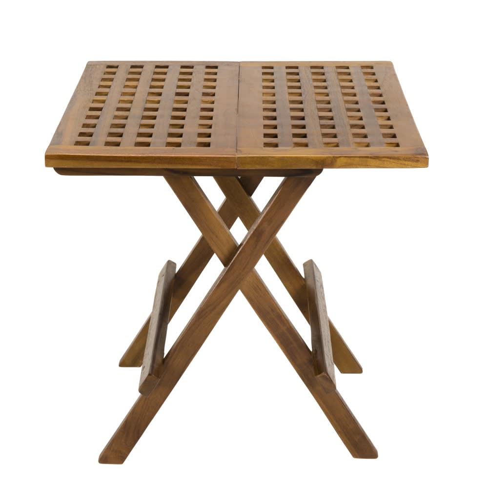 Mesa de centro de jardín cuadrada plegable de madera de teca aceitada