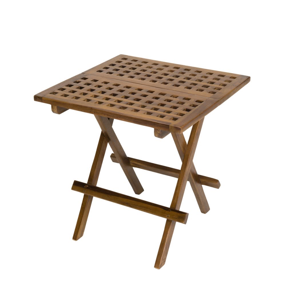 Table basse de jardin carrée pliante en teck huilé