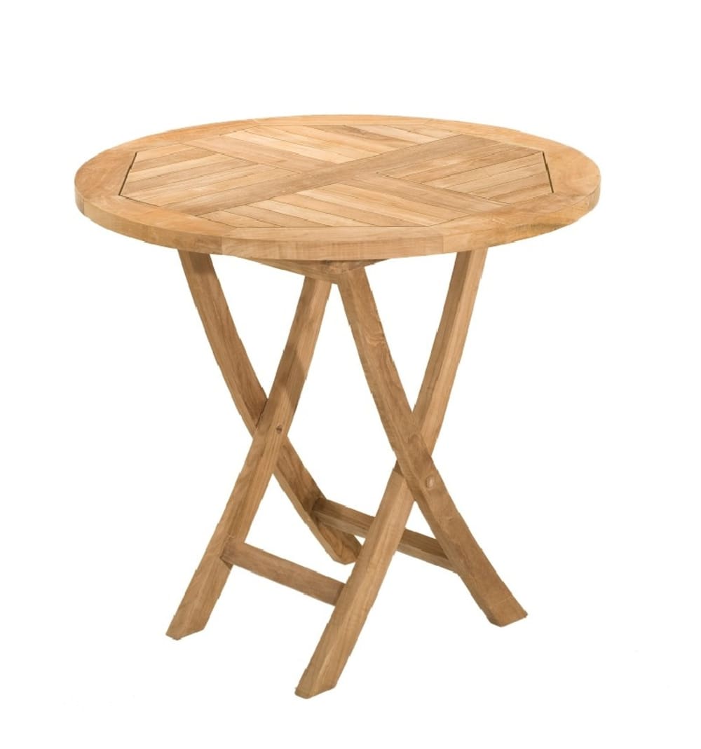 Table de jardin 2 personnes, pliante d. 80 x 80 cm en teck