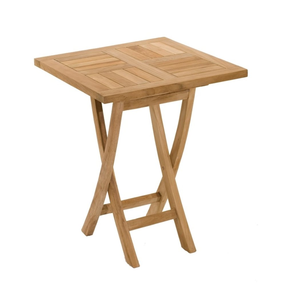 Table de jardin carrée pliante 2 personnes L. 60 cm en teck