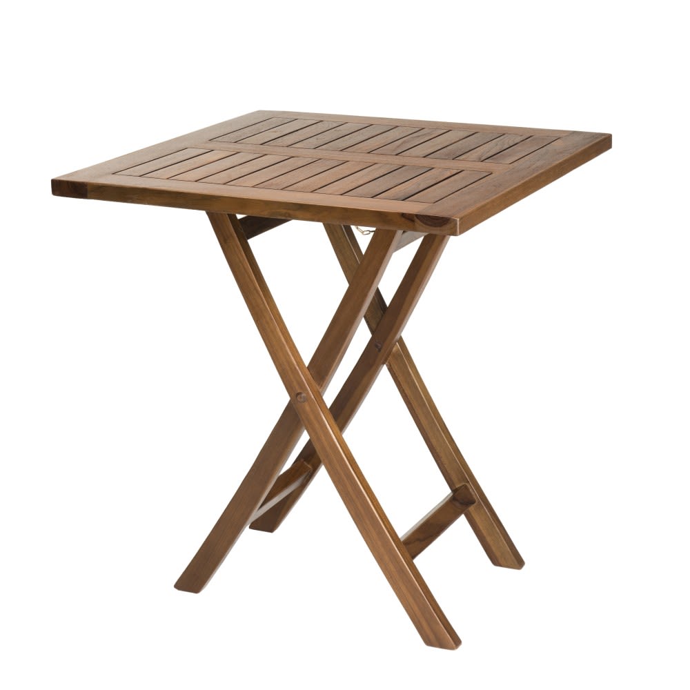 Table de jardin carrée pliante en teck huilé 2 personnes L70