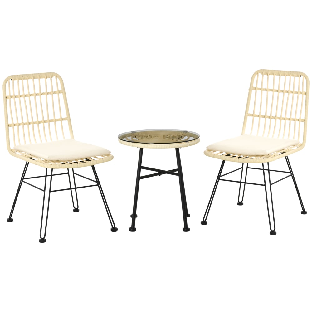 Ensemble bistro de jardin 2 places 3 pièces style exotique