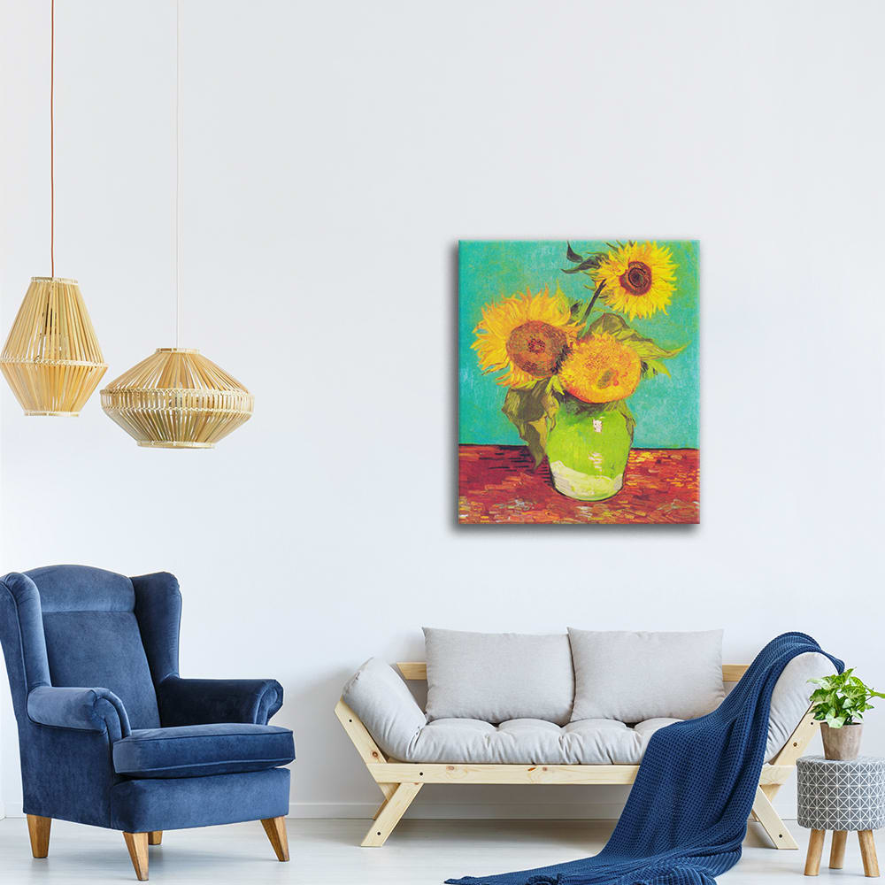 Tableau vase avec trois tournesols Vincent Van Gogh 80x100cm