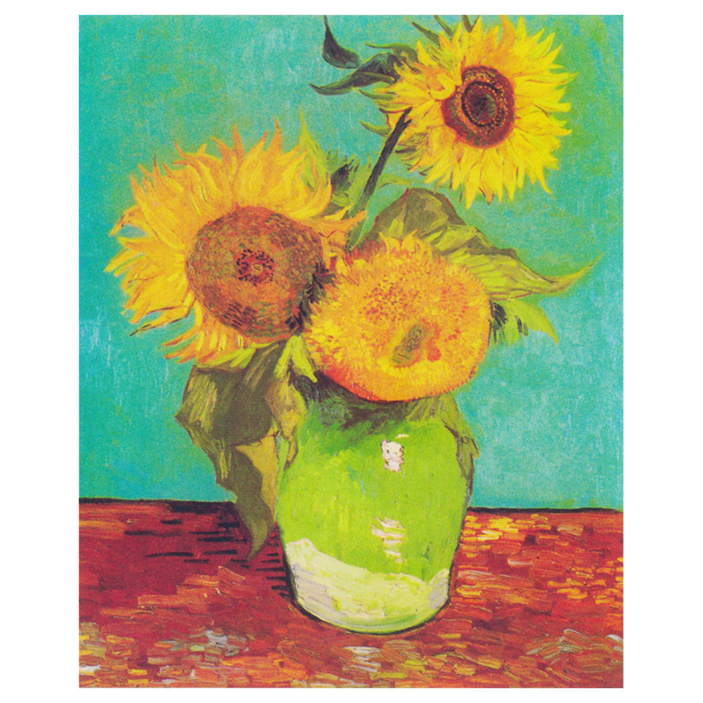 Stampa su tela - Vaso Con Tre Girasoli - Vincent Van Gogh cm. 50x60 - Multicolore - PES - Poliestere