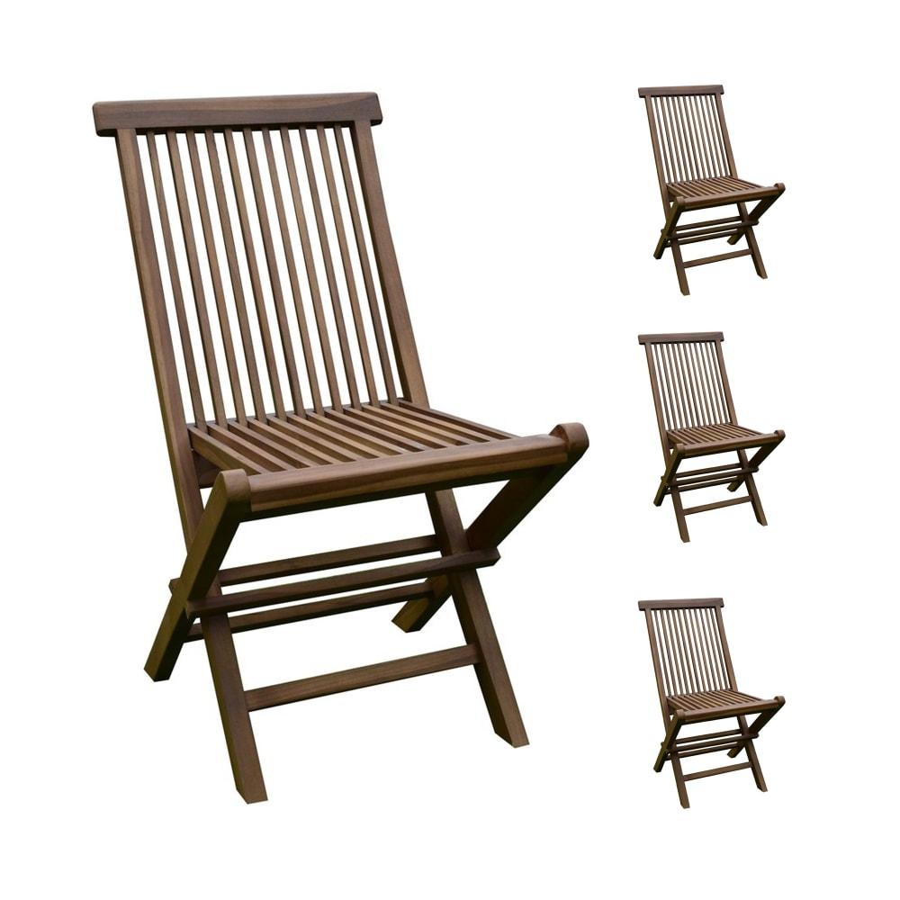 Lot de 4 chaises en teck pliables
