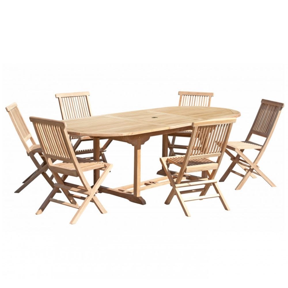 Ensemble+table+ovale+et+6+chaises+en+teck