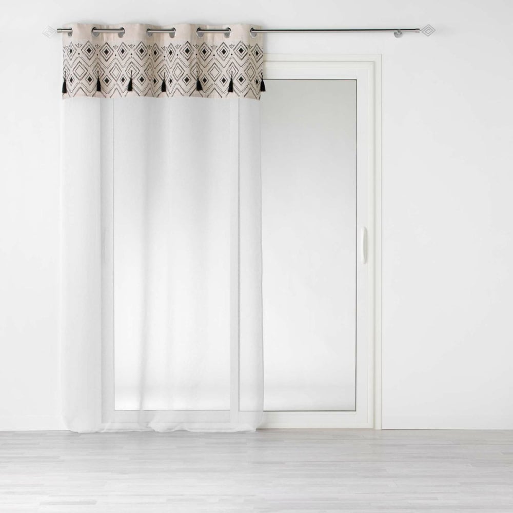 Douceur d'Intérieur Sandgestrahlte Vorhänge im Ethno-Top style modern Weiß Baumwolle