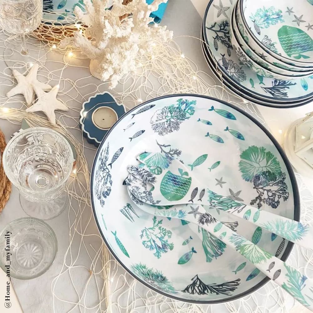 Grand saladier en mélamine pure en imprimé marin 31 cm - Maisons du Monde
