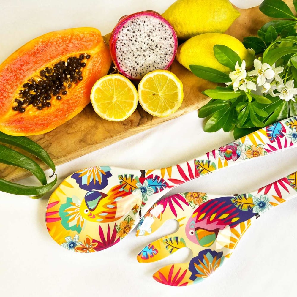 Servidores de ensalada de melamina con diseño tropical 33 cm - Maisons du Monde