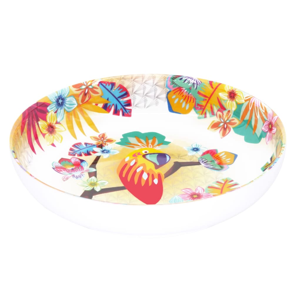 Assiette creuse en mélamine 20 cm motif perroquet sur dégradé orange Assiette creuse en mélamine 20 cm motif perroquet sur dégradé orange