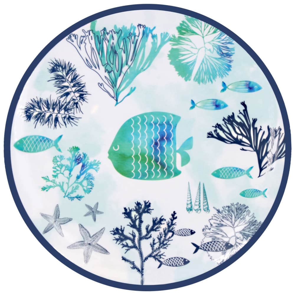 Grande assiette plate mélamine en imprimé marin 26,5 cm Grande assiette plate mélamine en imprimé marin 26,5 cm
