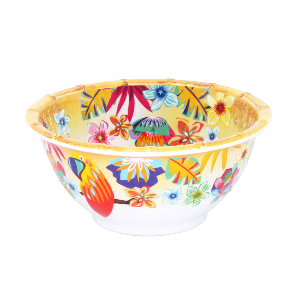 Bol mélamine 15 cm motif perroquet sur dégradé orange
