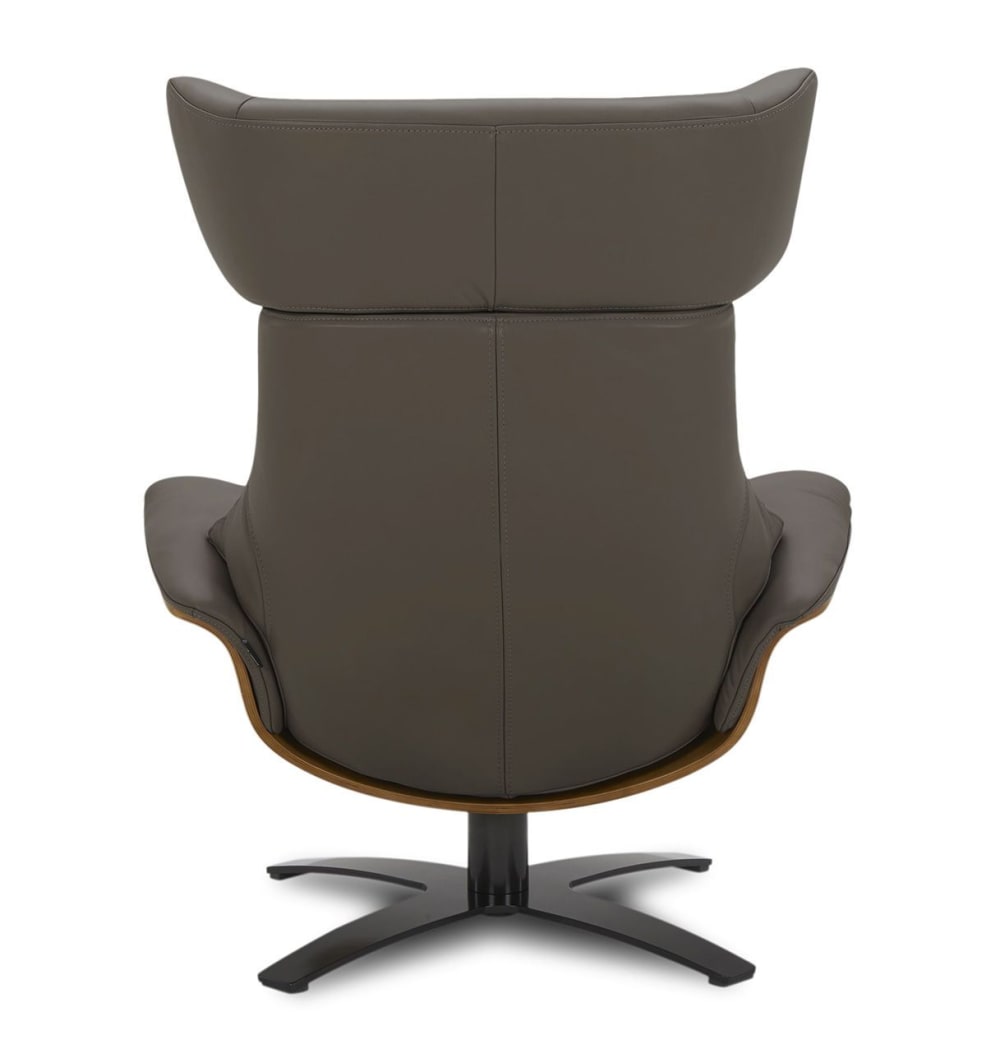 Sillón relax de cuero antracita y roble Natural - Maisons du Monde
