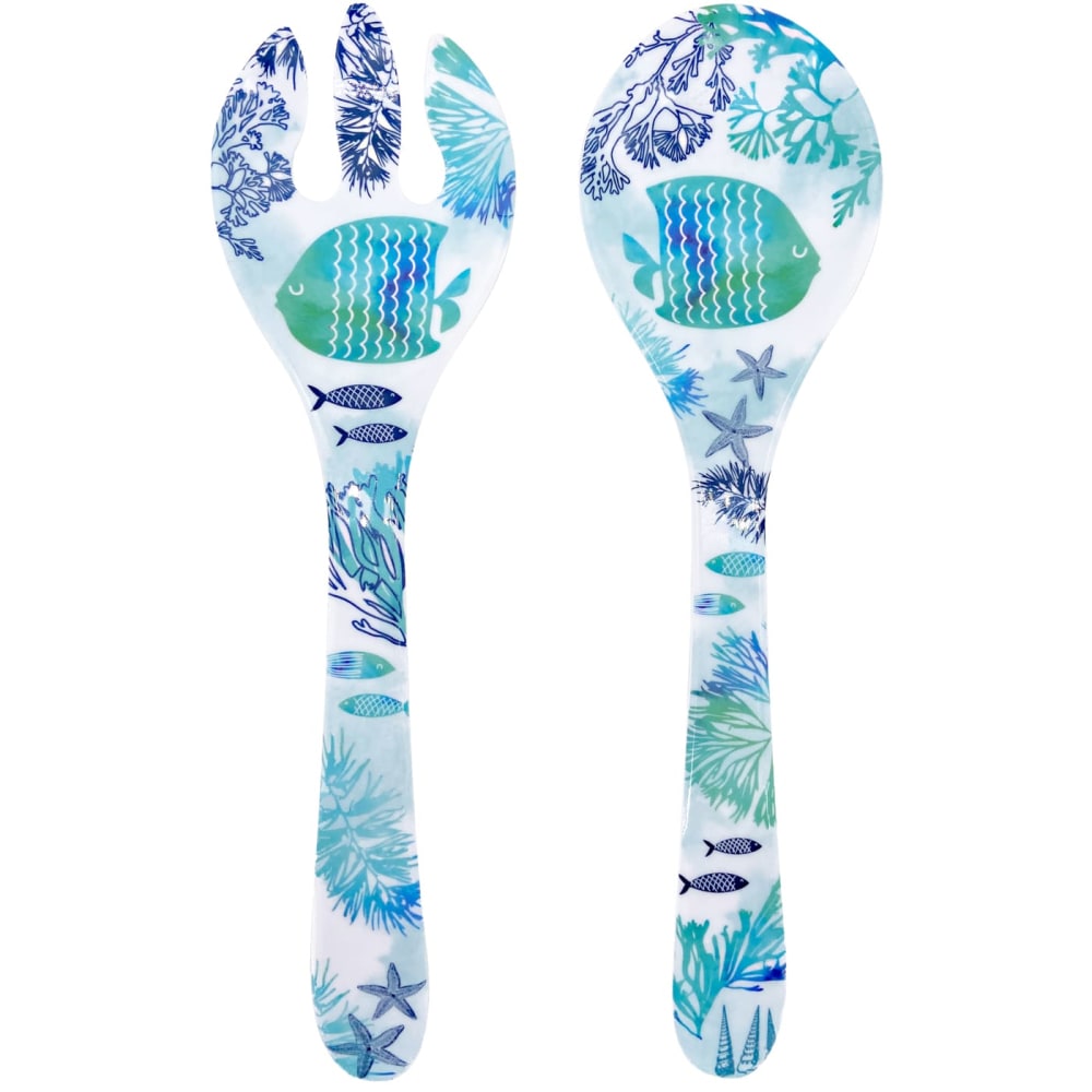 Servidores de ensalada de melamina con estampado marino 33 cm
