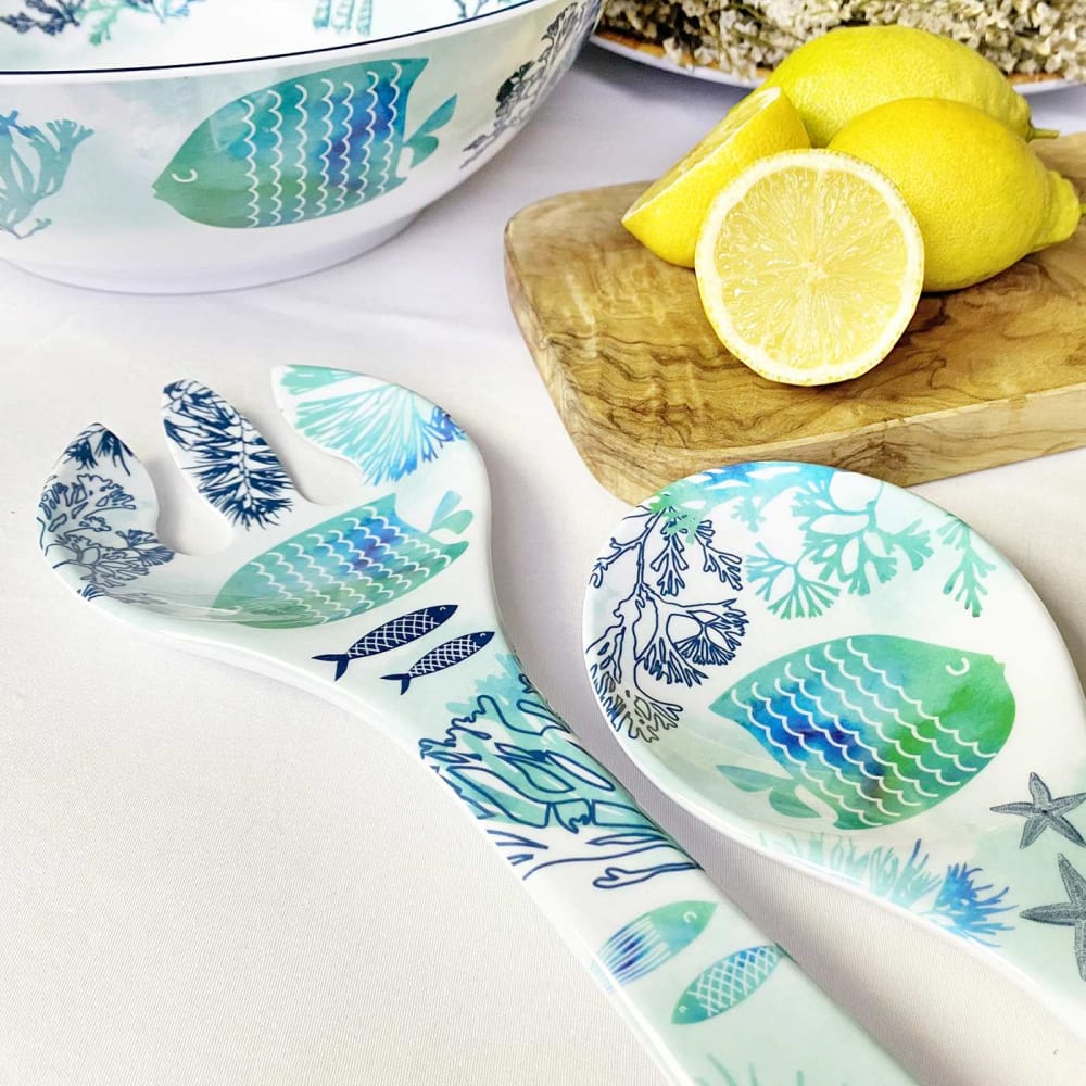 Servidores de ensalada de melamina con estampado marino 33 cm - Maisons du Monde