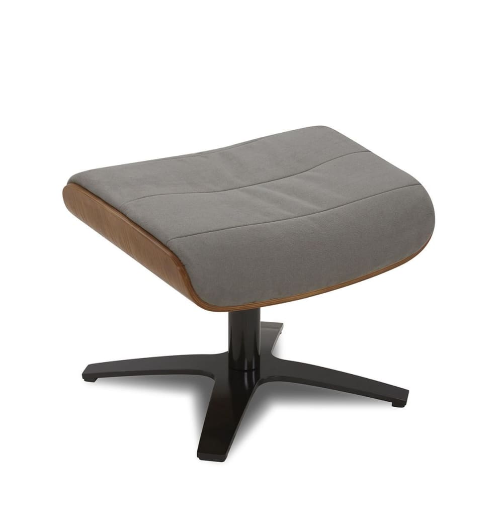 Pouf en tissu gris foncé et chêne naturel style contemporain Gris Microfibre