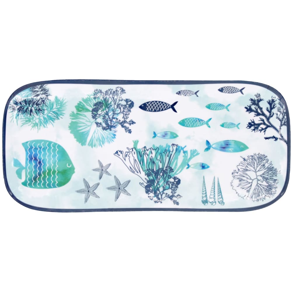 Plat long en mélamine en imprimé marin 37,5 cm