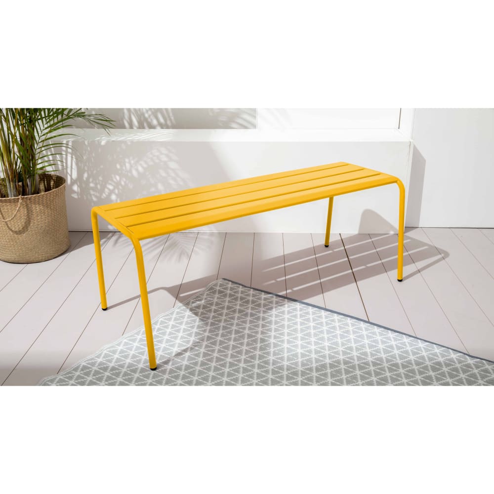 Banc de jardin en acier jaune