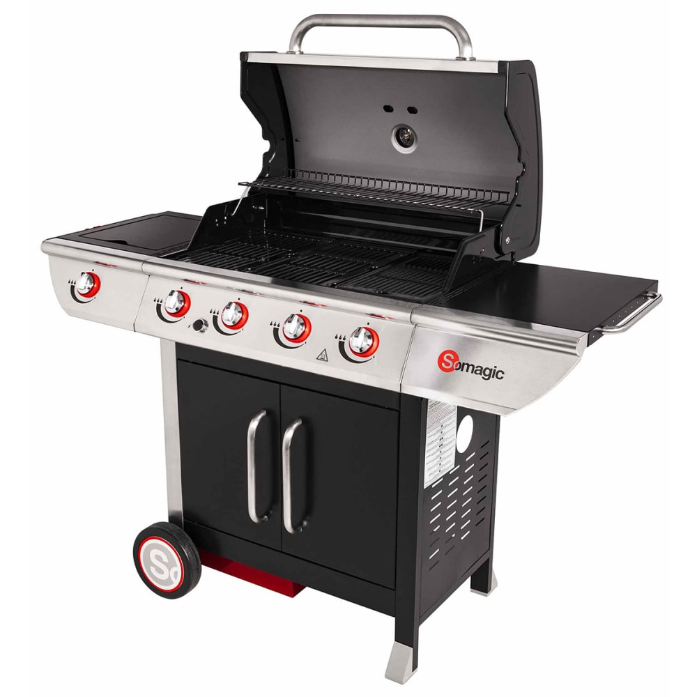 Barbecue à gaz avec tableau de bord en inox métal/inox argent