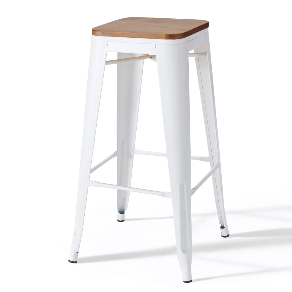 Lot de 4 tabourets de bar en acier blanc - Maisons du Monde