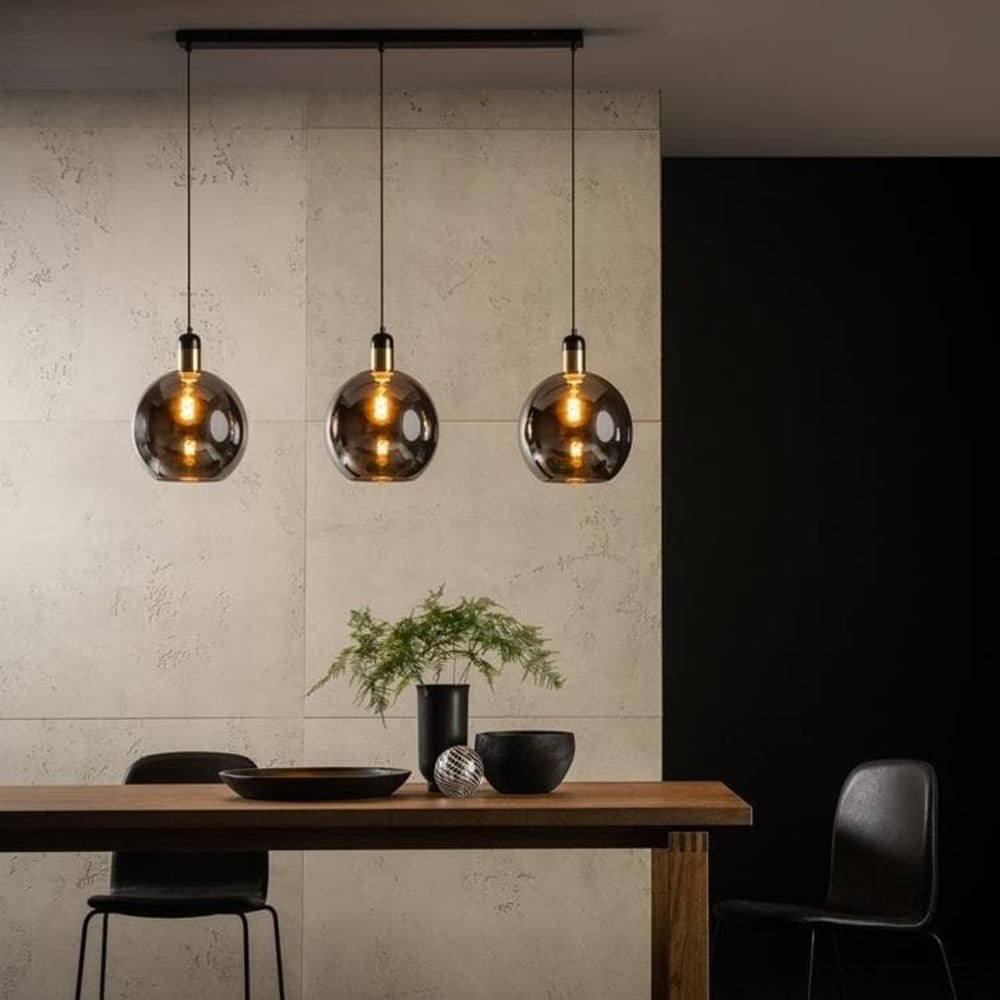 Suspension 3 lumières l105cm gris