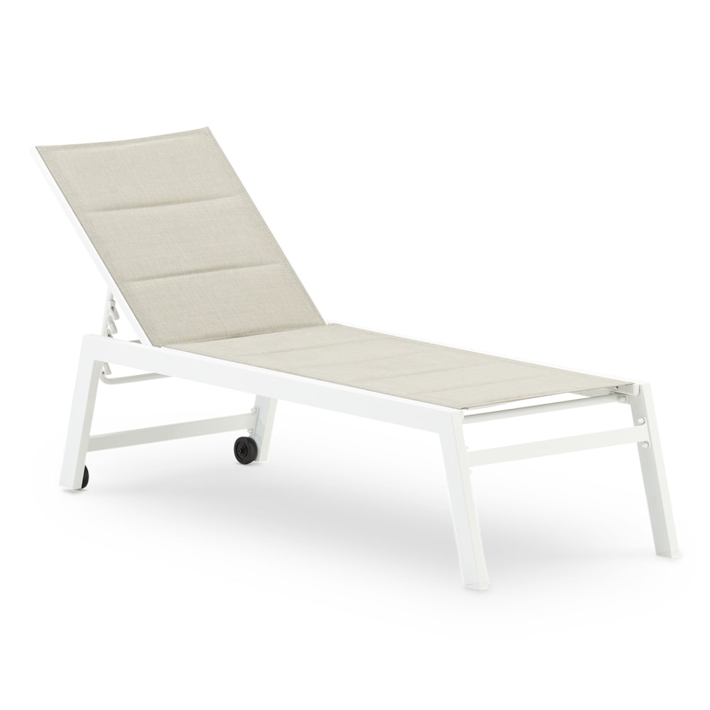 Chaise longue en aluminium blanc avec roulettes