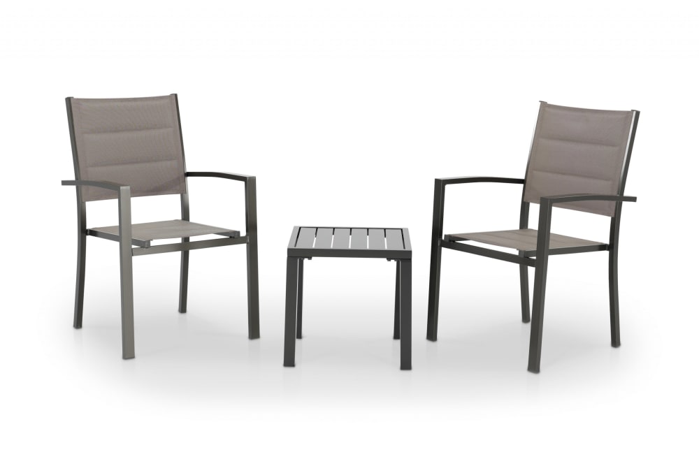 Conjunto de balcón 2 sillas con mesa baja marrón