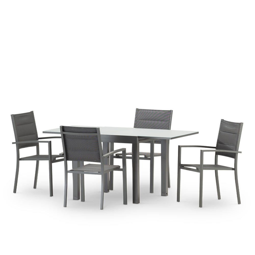 Table de jardin en aluminium gris anthracite 4 personnes
