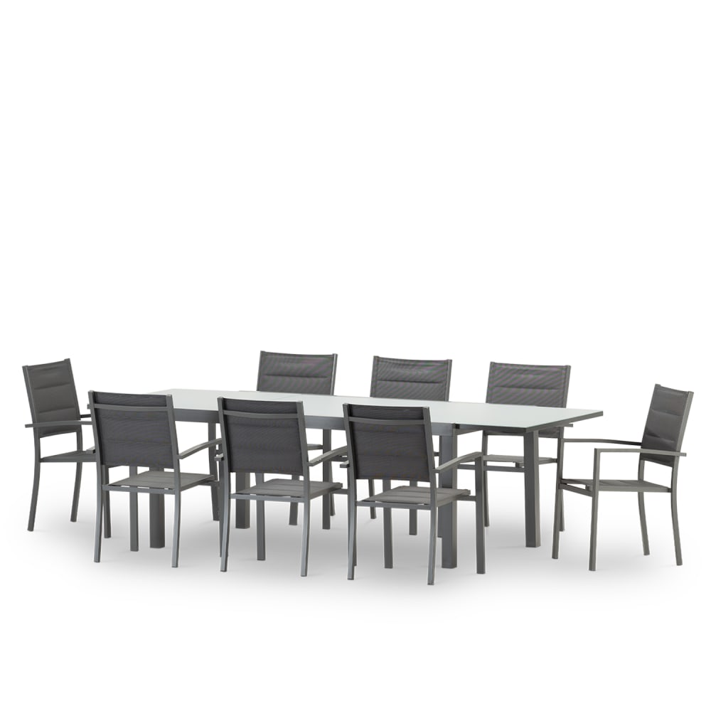 Table de jardin en aluminium gris anthracite 8 personnes
