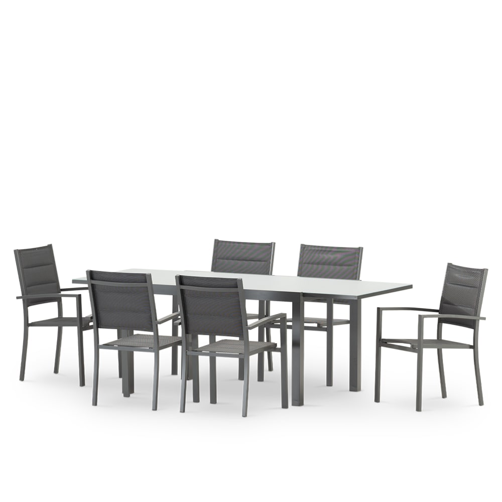 Table de jardin en aluminium gris anthracite 6 personnes
