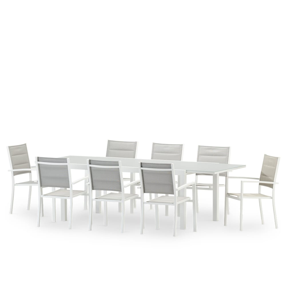 Table de jardin en aluminium blanc 8 personnes