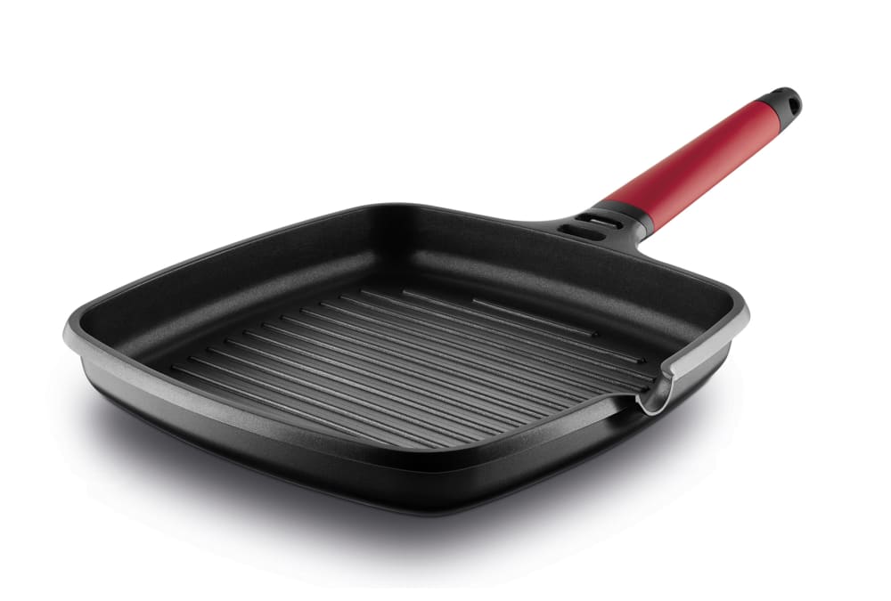 Grill 27x27cm antiadhésif, - manche