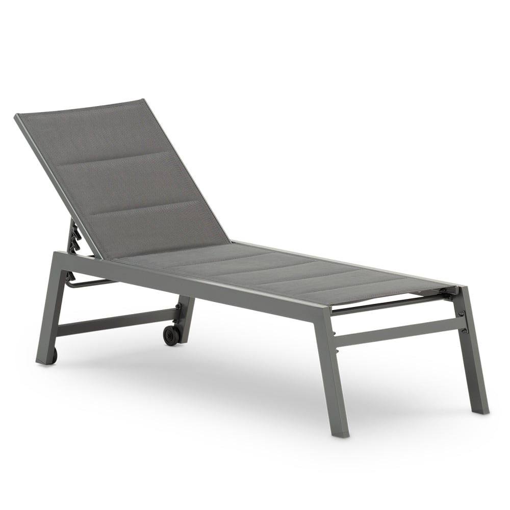 Chaise longue en aluminium gris anthracite avec roulettes