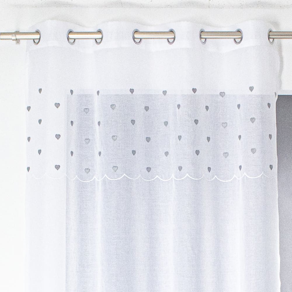 Voilage sablé avec top cœurs polyester gris 240x140cm — vue 4