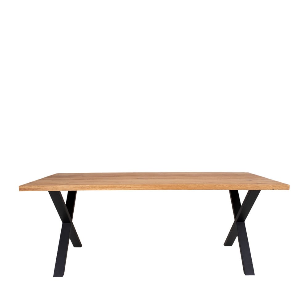 Table à manger 8 personnes en bois et métal - Bois clair et noir