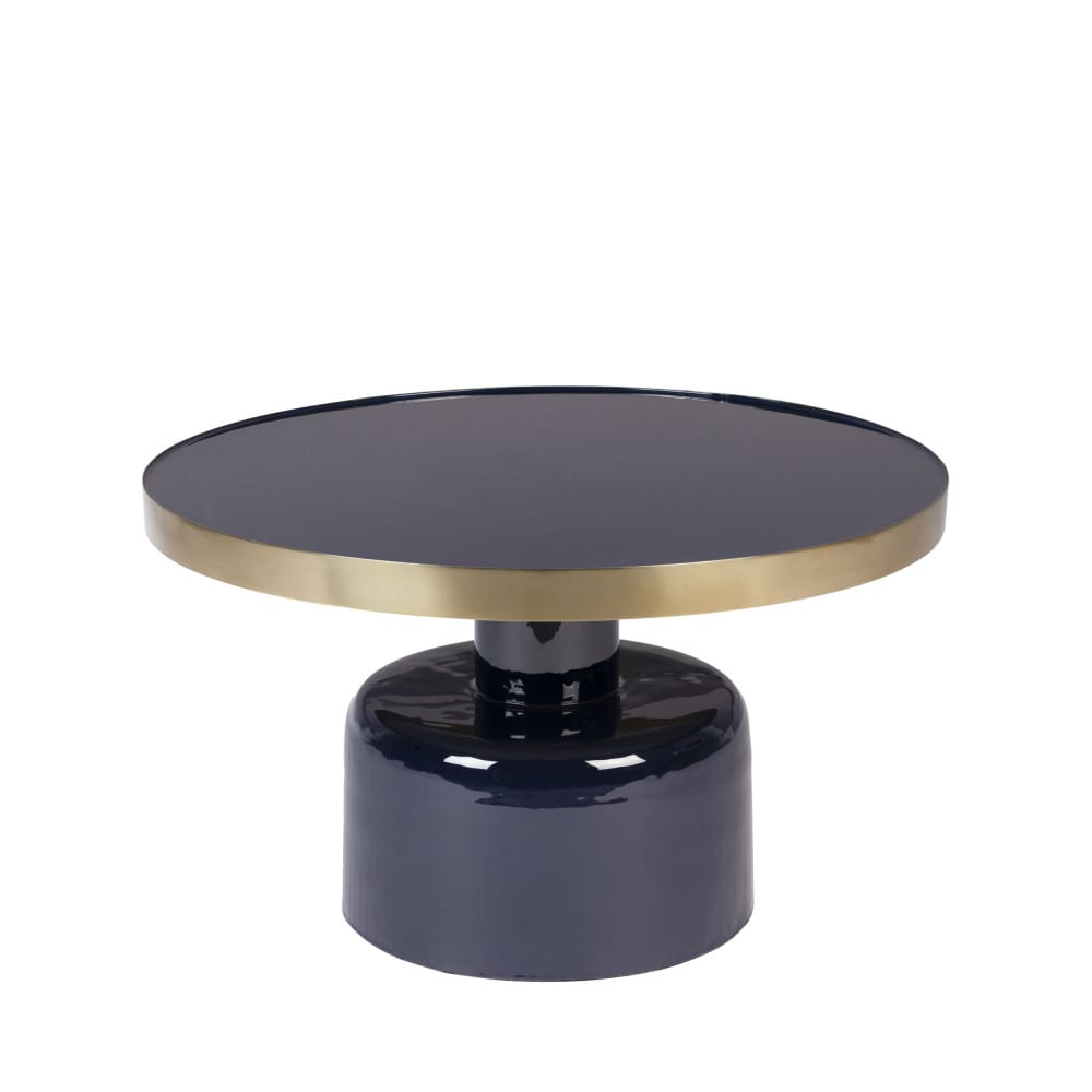 Zuiver Runder Couchtisch aus emailliertem Stahl in Blau style classic chic Blau Aluminium