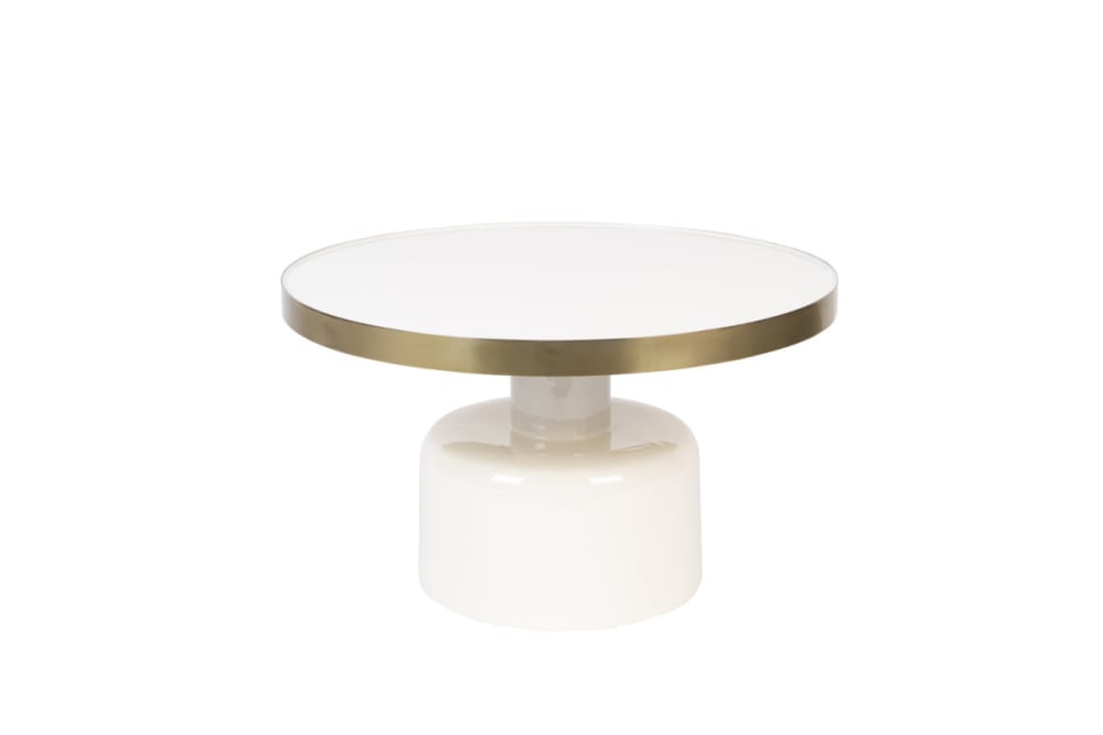 Table basse ronde en acier émaillé blanc D60