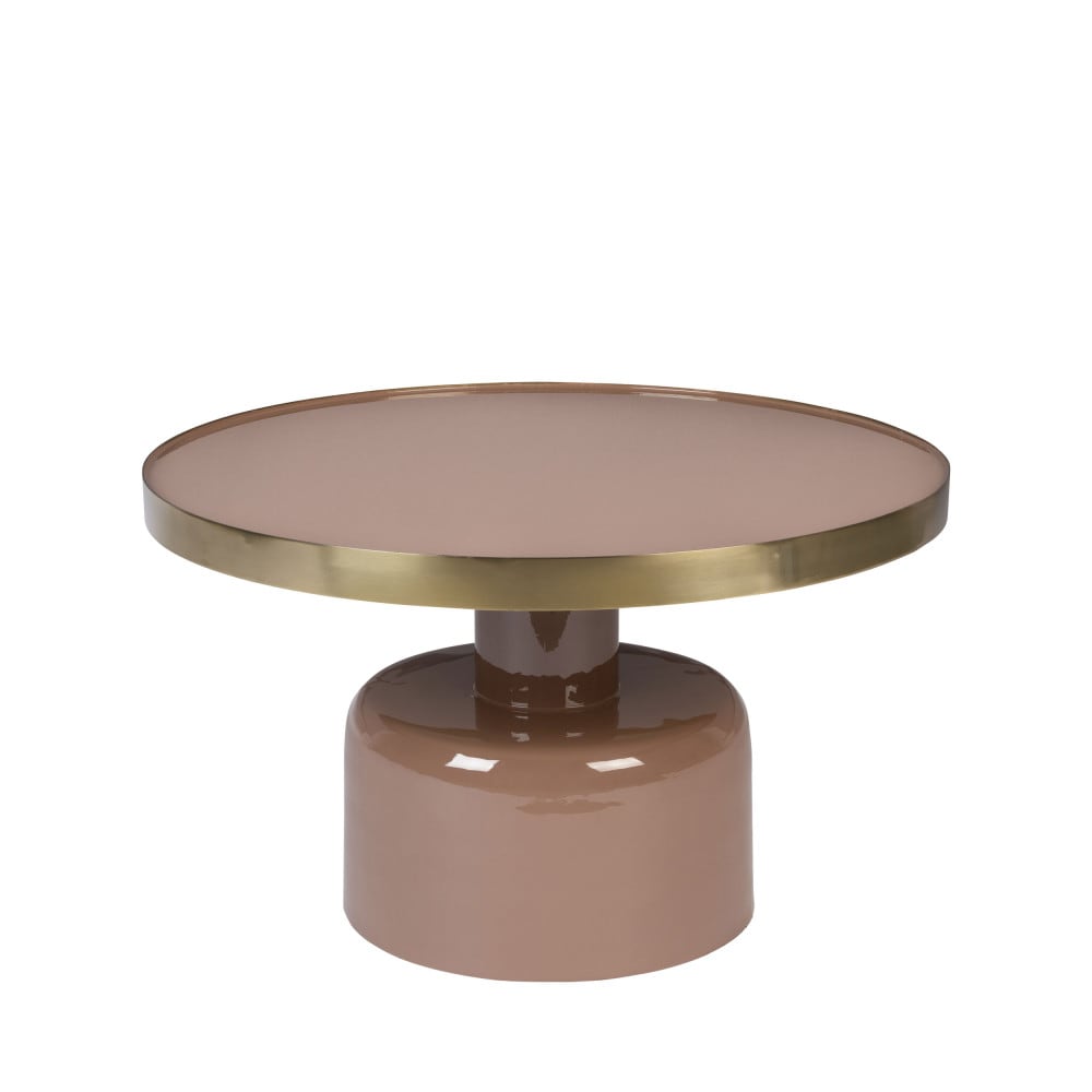 Zuiver Runder Couchtisch aus emailliertem Stahl in Rosa style classic chic Rosa Aluminium