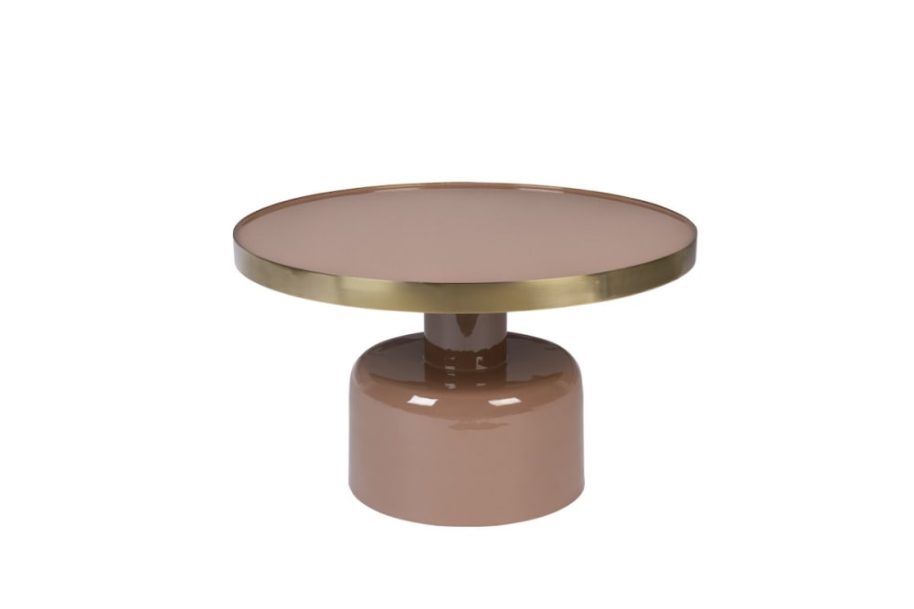 Table basse ronde en acier émaillé rose