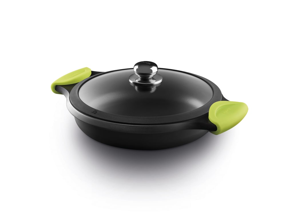 Mijoteuse 32cm antiadhésif, fonte d’alu, couvercle et anses, tous feux