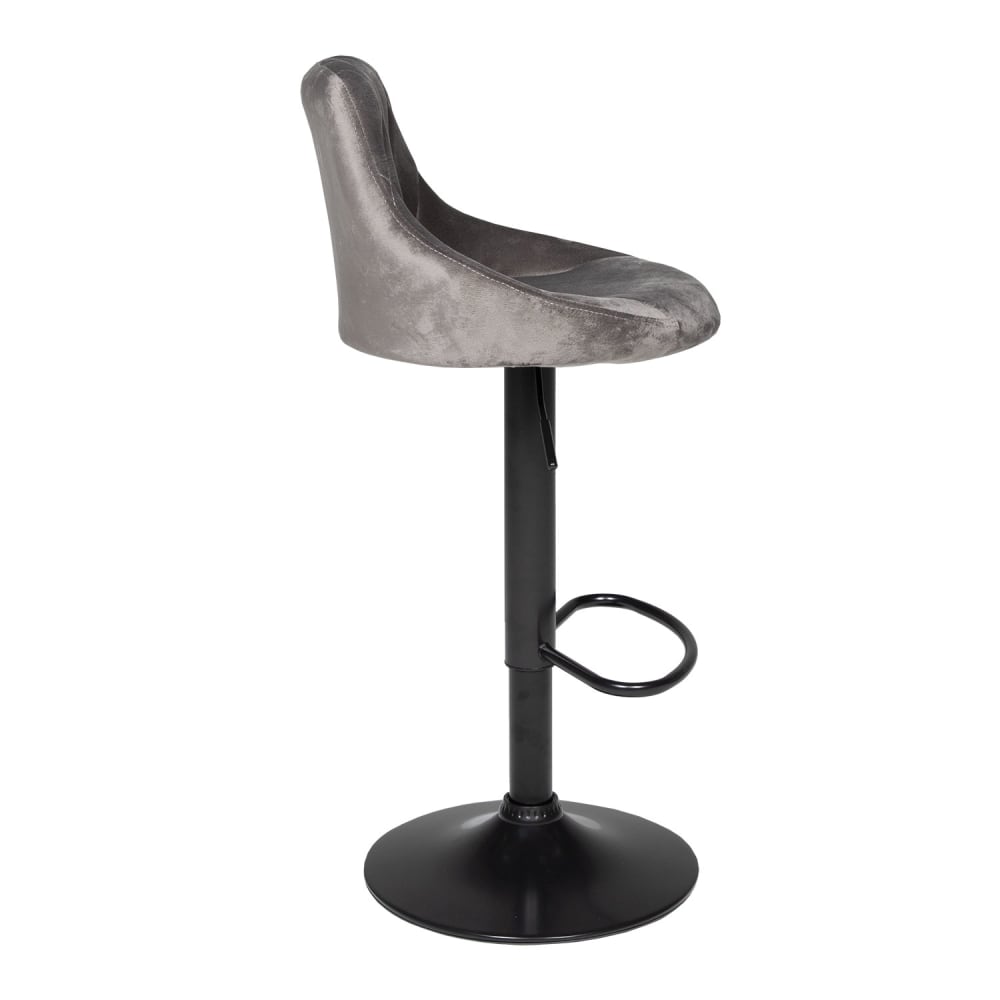 Tabouret de bar en velours gris - Maisons du Monde