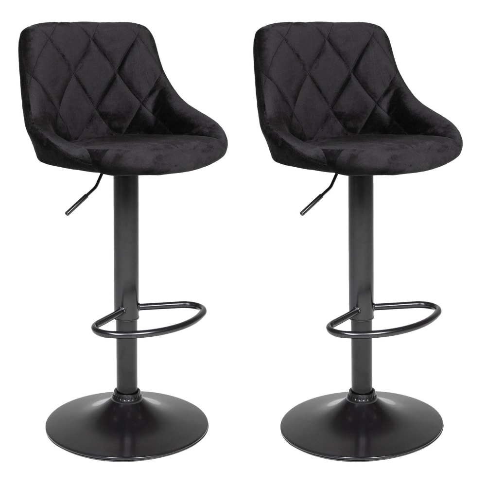 Happy Garden 2er Set Barhocker aus schwarzem Samt style modern - Samt