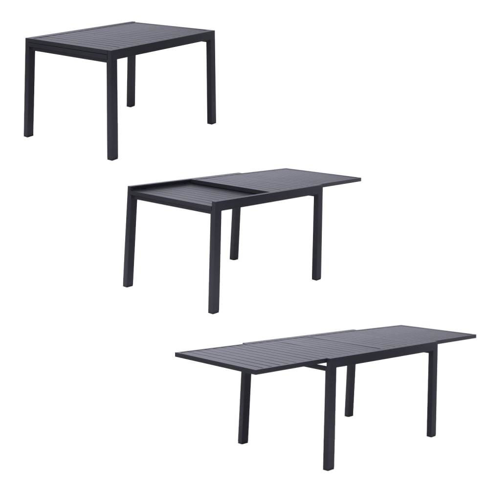 Salon de jardin table 132/264cm en aluminium anthracite