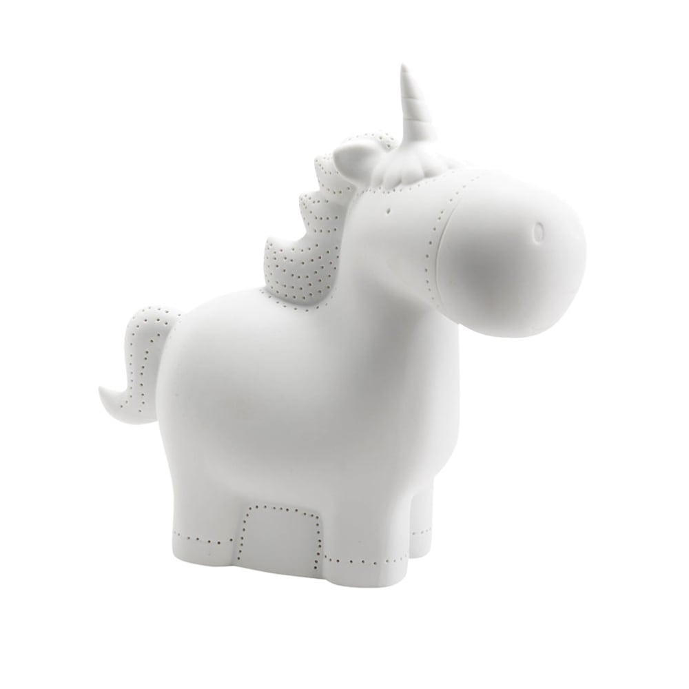 Cbkreation Lampe à poser licorne en porcelaine style classique chic Blanc Porcelaine - 28x26x14cm